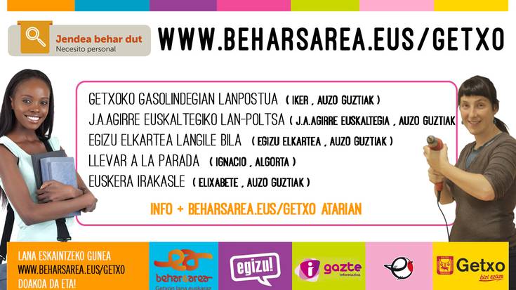 Beharsarea.eus/Getxo guneko lan eskaintza berriak!