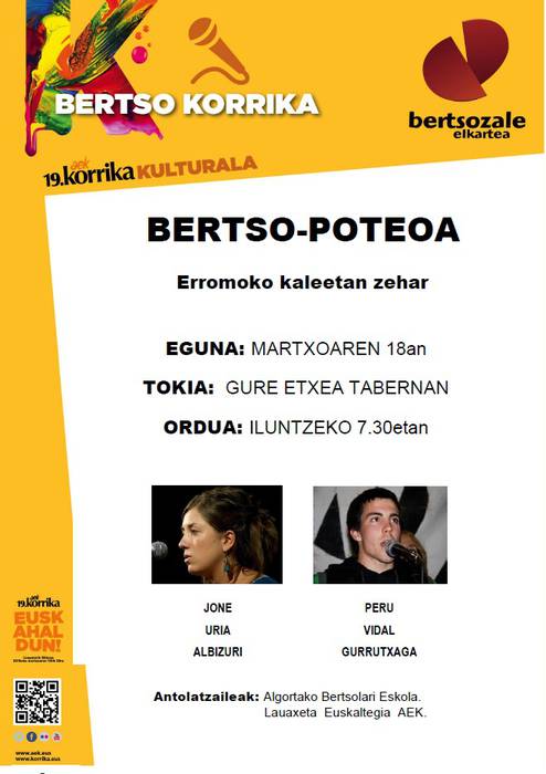 Korrika bertso-poteoa gaur Itzubaltzetan
