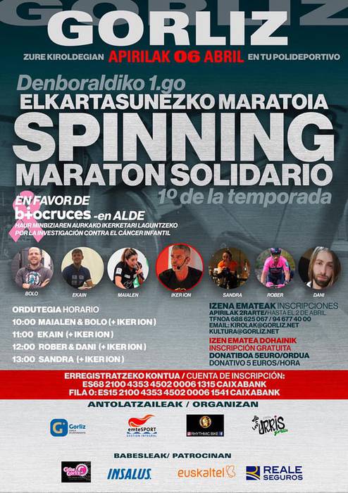 Spinning bizikleta-martxa solidarioa egingo du Los Urris Gorlizko taldeak