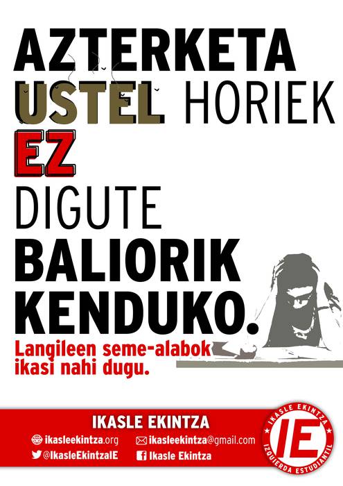 Egun hauetako "azterketa ustelak" kritikatu ditu Ikasle Ekintzak