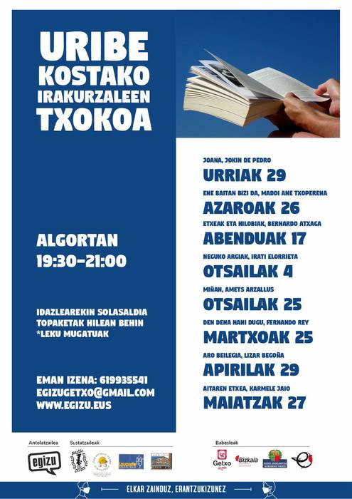 Uribe Kostako Irakurzaleen Txokoari hasiera emango diote urriaren 29an