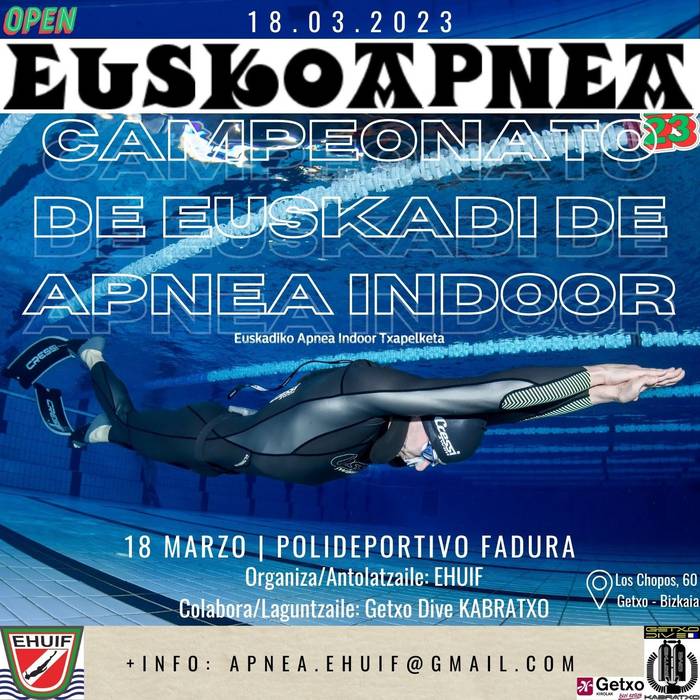 Euskadiko Apnea Indoor Txapelketa egingo dute zapatuan Algortako Fadura kiroldegian