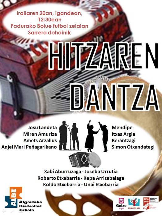 Bertsoa, musika eta dantza batera, domekan, Algortan